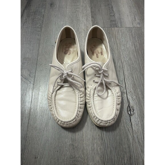 SAS Size 8.5 Women’s SIESTA BONE LEATHER Cream/Ivory Handsewn In USA Lace Up - Picture 1 of 12
